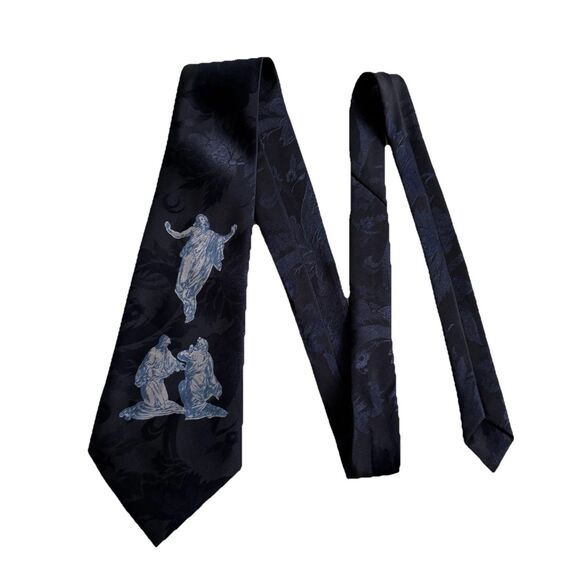 A Rogers Men's SHORT Necktie Jesus Appears to Disciples Christian Religious Blue - Picture 1 of 5